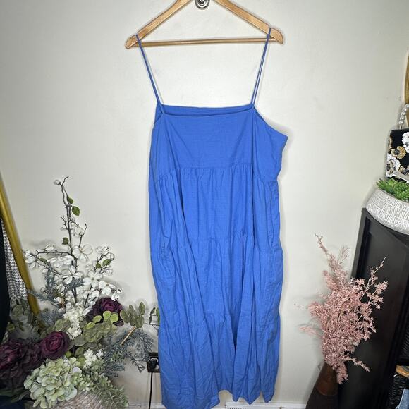 EVERLANE The Gauze Tiered Maxi Dress Blue Opal Sz XXL $148 {DD41} - Picture 3 of 5